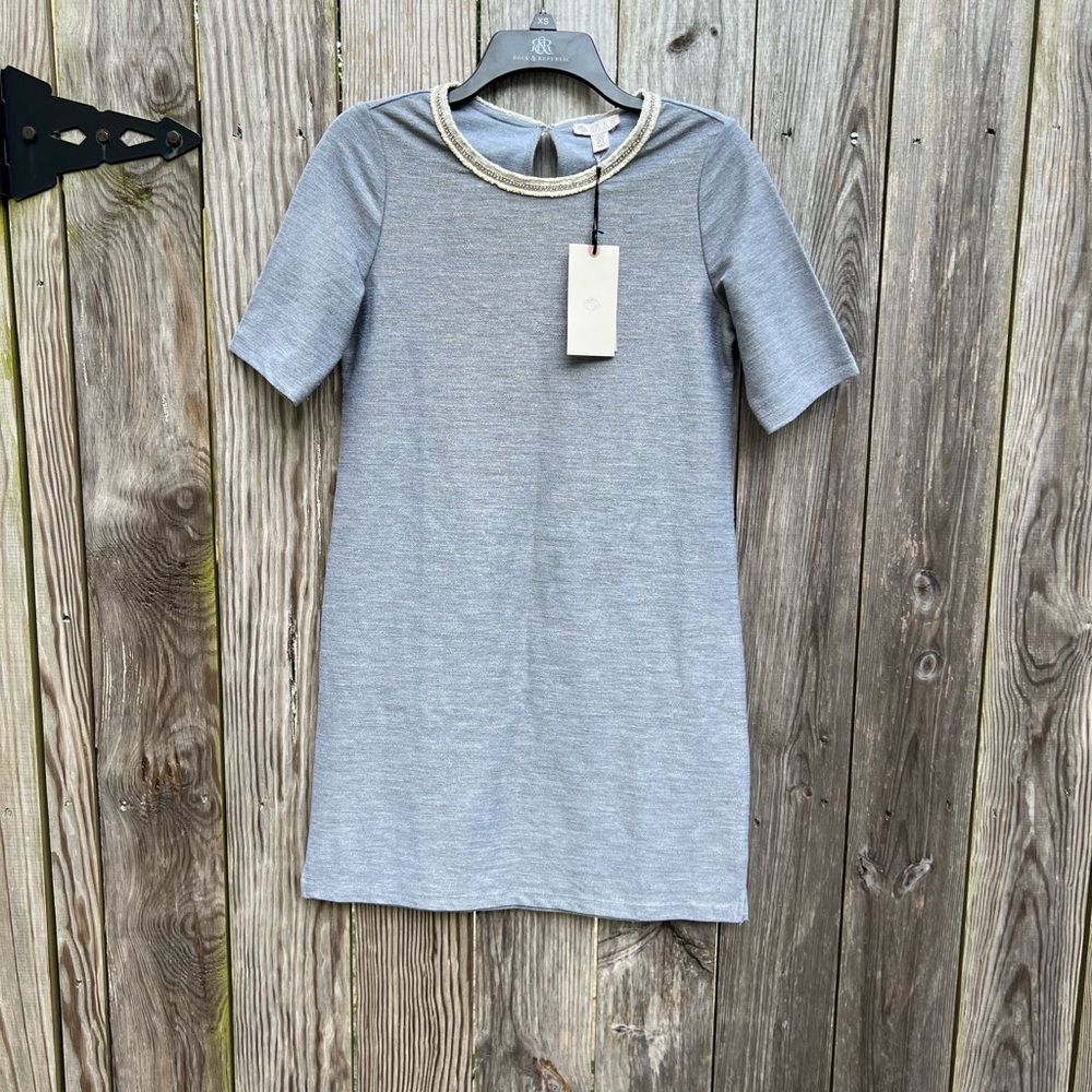 LILA ROSE Cute Studded Collar Gray Dress Women’s Small NWT NEW